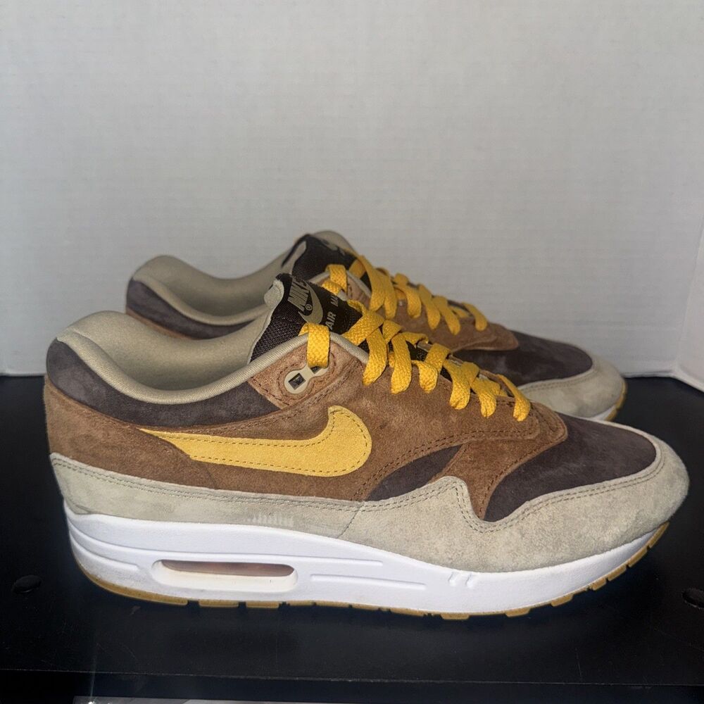 Nike Air Max 1 PRM Ugly Duckling 2022 Brown Yellow Suede DZ0482-200 Men's 9.5